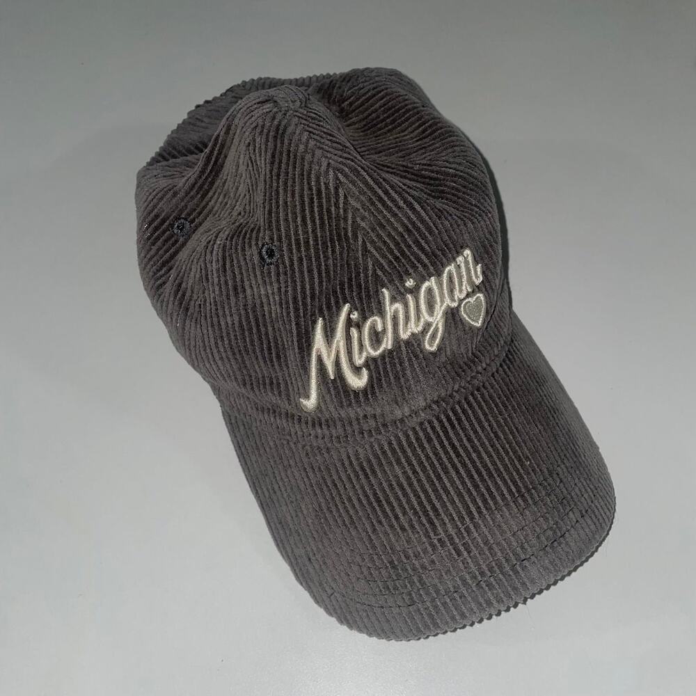 Home Grey Michigan Grey Corduroy Adjustable Womens Cap Hat (0328)